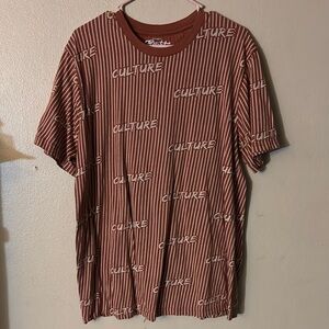 Eighty Eight Brand CULTURE Brown Striped Men's Shirt SHORT SLEEVE